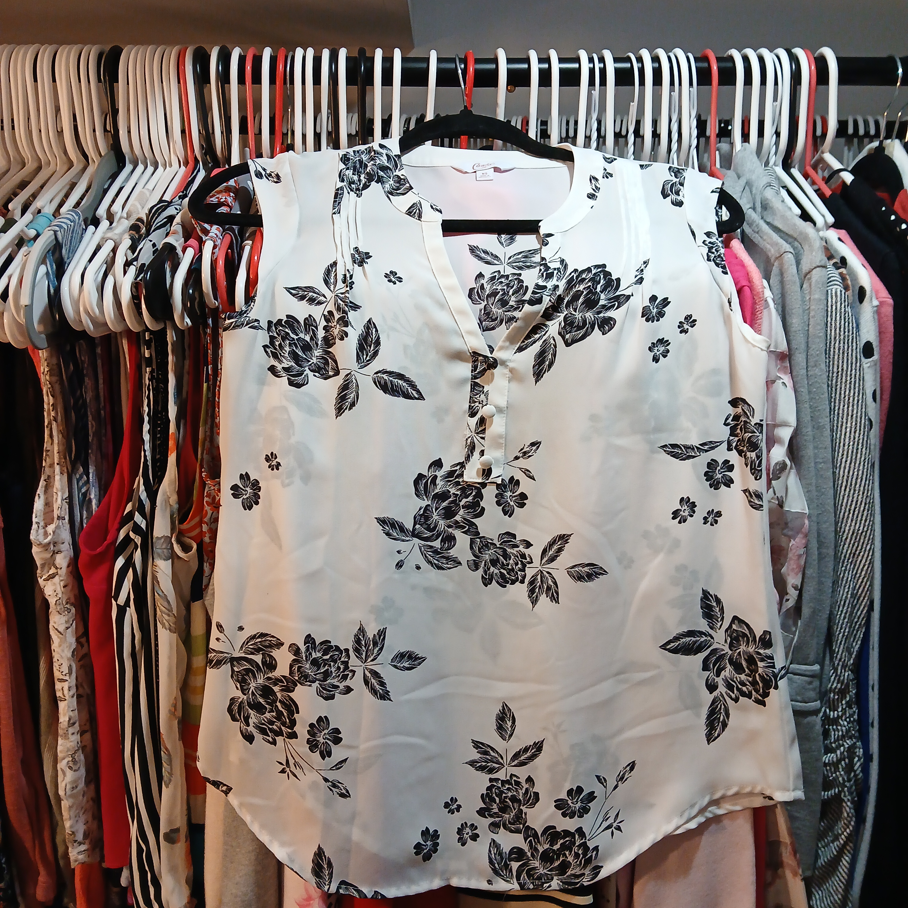 3 For $20 Candie's Black Floral Blouse - White